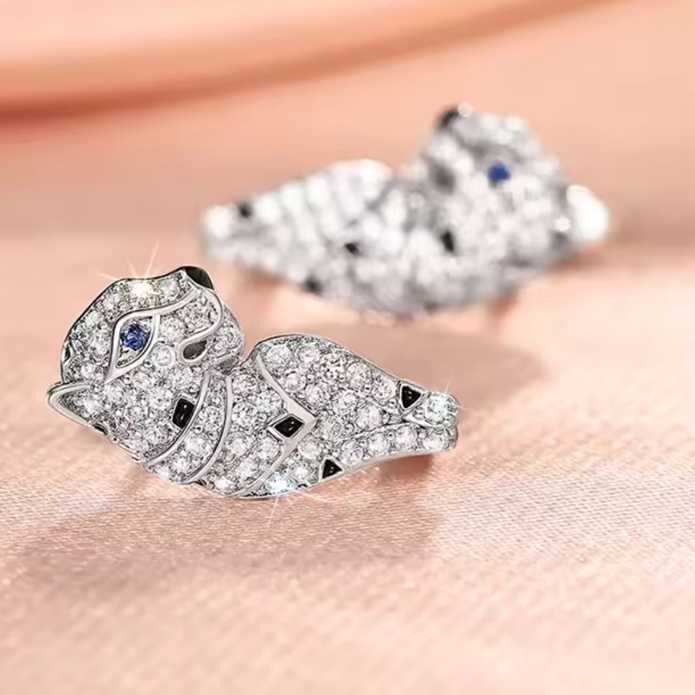 Panthere Luxury Crystal Silver Earrings - Picture 5 of 5